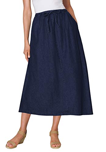 Woman Within Women's Plus Size Petite Flared Denim Skirt - 20 WP, Indigo