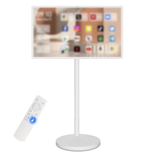 WEICNE 21,5/24/27/32 Pulgadas Pantalla Inteligente Portátil,Monitor Giratorio 1080p/4k TV con Pantalla Táctil Móvil,TV Inalámbrica con Pantalla Táctil sobre Ruedas,Batería Incorporada 21.5IN 4+64GB