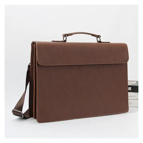 Vintage Briefcase PU Leather Men'S Executive Office Shoulder Portfolio Large Capacity Business Side Bag4
