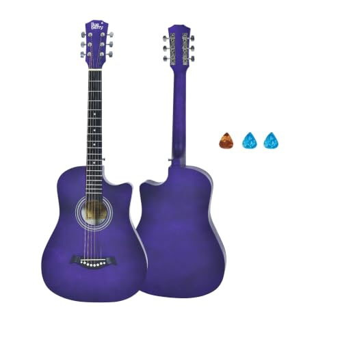 Image of BLUEBERRY B-38CM Matte Finish Purple Acoustic Guitar Kit, 38 Inch - Engineering Wood & Carbon Fiber Body, ABS Bridge & Fretboard, 2 Picks Included