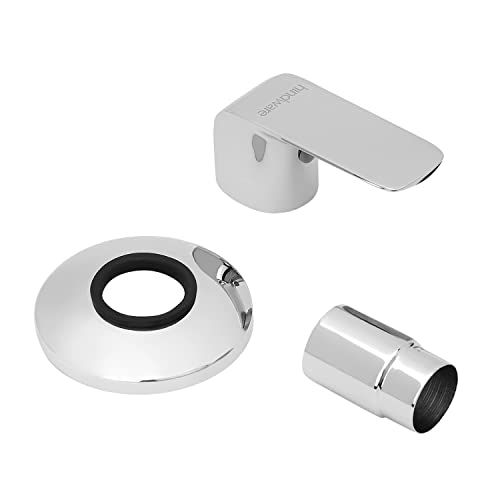 Image of Hindware Italian Collection F400052CP Fluid Exposed Part Kit for Flush Cock (with Sleeve, Handle & Flange), Brass with Chrome Finish