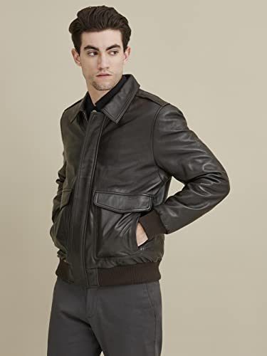 Image of Genuine Leather Jacket for Men | Vikram Bomber Jacket in Black & Brown