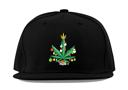Casquette Fullcap Arbre de Noël marijuana en coton haut de gamme avec visière plate