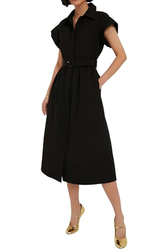 Rseoutlh Womens Button Down Casual Shirt Dress Short Wing