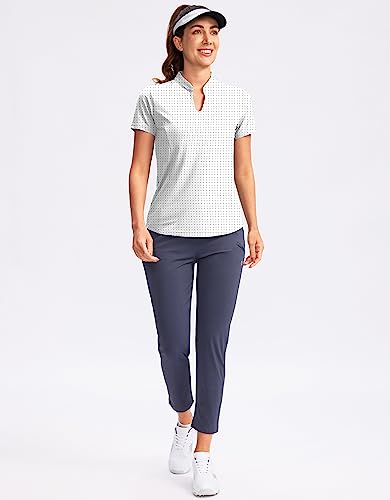 Image of Obla Women's Golf Polo Shirt V-Neck Short Sleeve Collarless Quick Dry Tennis Running T Shirt Golf Tops for Women