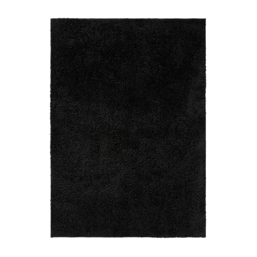 benuta Basic Tapis Poils Long Soho - Noir 200x290 cm - Doux Minimaliste - Lavable - Nettoyage Facile - Compatible avec Chauffage au Sol - pour Chambre,...