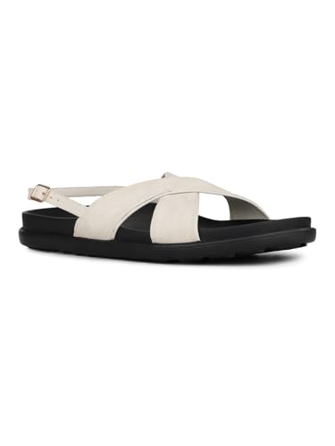 Image of Inc.5 Womens Cream Solid Open Toe Casual Flat Sandals Heeled