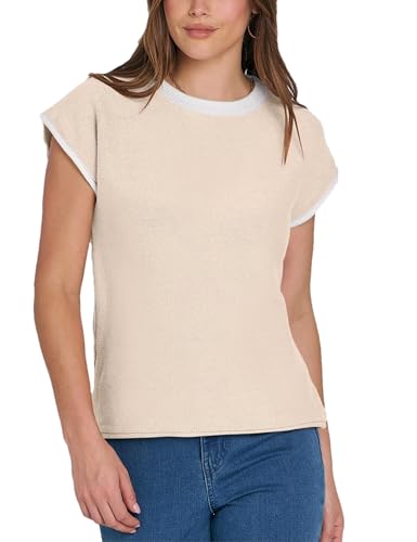 Image of Bozanly Womens Crewneck Striped Knit T Shirts Casual Spring Summer Cap Sleeve Sweater Tank Top 2026