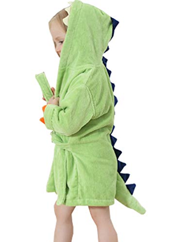 Alltops Peignoir de Bain à Capuche en Coton Motif Dinosaure 1-6 Ans - Vert - XXXXX-Small Cover