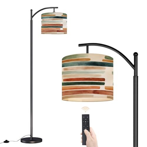 Boho Striped Arc Floor Lamp Tranquil Earthy Stripes Terracotta Olive