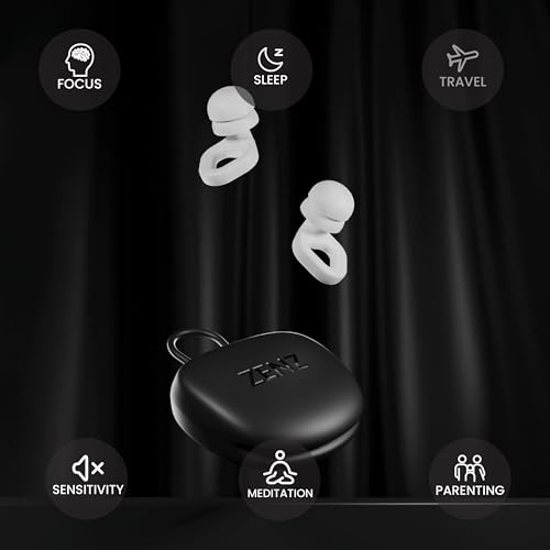 Image of Zenz Unwind Pro Ear Plugs for Sleeping, Soft Silicone Reusable Earplugs for Snoring, Yoga, Reading & Travel, 35dB Noise Reduction, 4 Sizes XS /S /M /L, Secure Fit with Case (Glacier White, One Size)