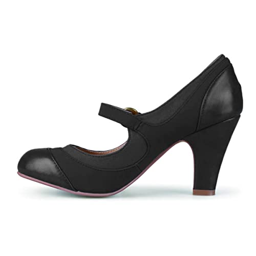 FOWT Women Vintage Mid Kitten Heel Mary Jane Pumps Classic Round Toe Buckled Slip On Dress Party Prom Shoes Size 4-15 M US