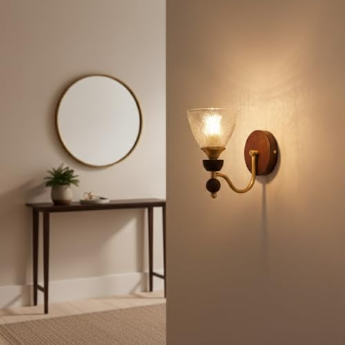 Aplique de pared madera sapeli para solucionar pasillos oscuros E27 8