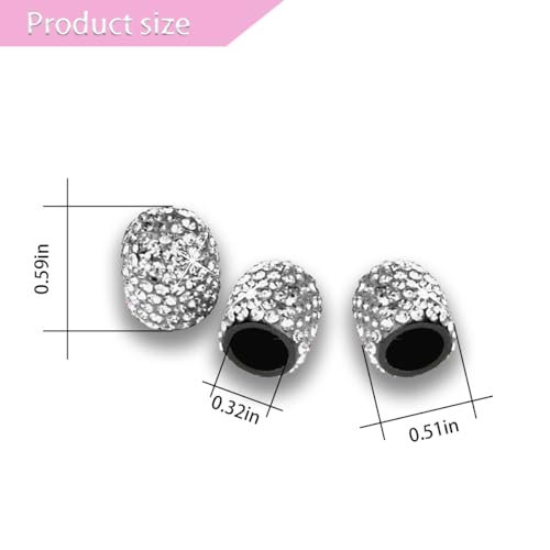 4Pack Crystal Rhinestone Tire Valve Caps, Handmade Tire Valve Stem Caps, Attractive Dustproof Bling Car Accessories, Universal for Cars, SUVs, Bike, Trucks, Motorcycles (White)