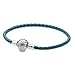 Pandora Türkisfarbenes geflochtenes Muschelverschluss Lederarmband 19 cm