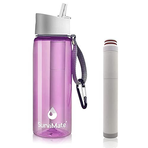 SurviMate Replacement Filter for Filtered Water Bottle with 5-Stage Intergrated Straw, for Camping, Hiking, Backpacking and Travel