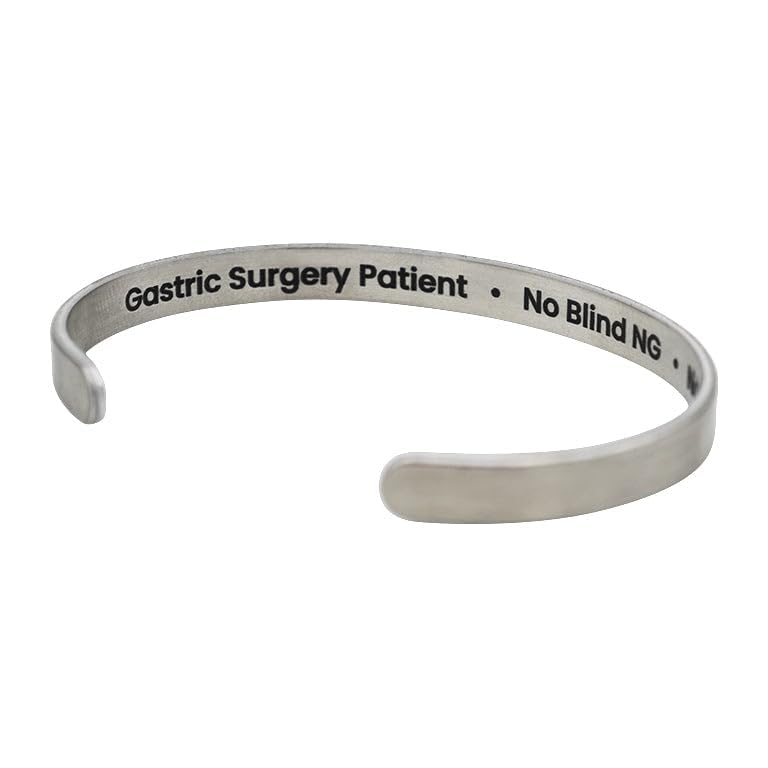 BariatricPal Gastric Surgery Medical Alert Adjustable Bracelet Cuff - Silver3