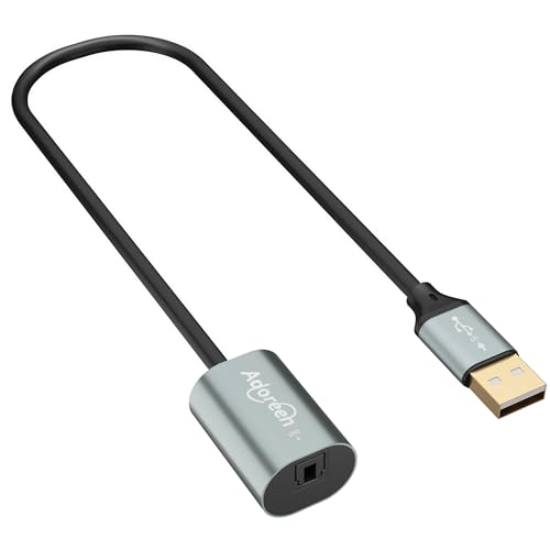 Adoreen Male USB A 2.0 to Female Toslink Digital Optical Audio Cable Adapter 0.6 Ft USB to SPDIF Port Fiber Optic Converter for Laptop Computer PC PS5/PS4 NOT for TV Or Other-Unidirectional