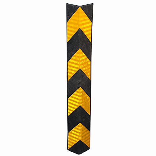 Image of LADWA 800mm Rubber Corner Guards - Set of 6 L-Shaped Parking Safety Pillars with Yellow Reflective Tape for Enhanced Visibility - High-Impact Protection for Walls, Vehicles, and Equipment