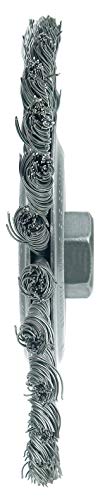 Image of Weiler 09386 Roughneck Jr. 6 inch Filler Pass Weld Cleaning Brush, .023 inch Steel Wire Fill, 5 /8 inch-11 UNC Nut, Made in The USA (Pack of 10)
