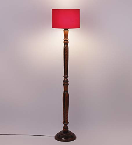 Image of Devansh Red Cotton Wooden Floor lamp
