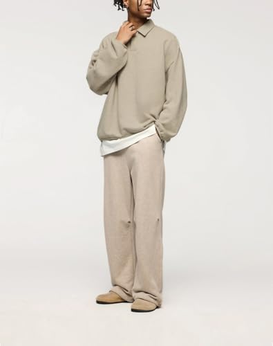 Casual Men's Hoodies Long Sleeve Polo Hoodie Trendy Washed Pullover Sweatshirts Collared Basic Tops4