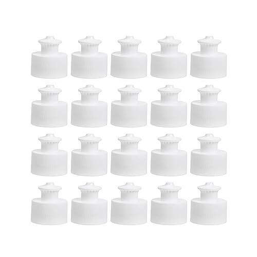 FZGLHQQ 20Pcs Push Pull Caps Reusable Bottle Caps Plastic Push Pull Replacement Caps Twisted Bottle Lids for Water Bottles(White)