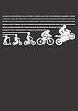 Notizbuch A4 kariert mit Softcover Design: Motorradfahrer Evolution vom Kinderrad zum Supersportler: 120 karierte DIN A4 Seiten