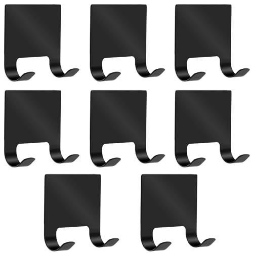 MorningRo 8 Pcs Black Stainless Steel Adhesive Razor Holder Stainless Steel Shower Squeegee Adhesive Hooks Utility Storage Hook for Razor Shower Squeegee Loofah