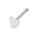 Sparkling Sand Blast Finish Heart Top Nose Bone Stud Ring (Color:Steel)