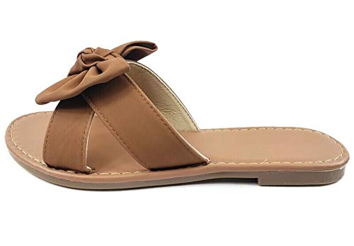 Image of Tiara Women's Sandals Slip On Slide Flat with Twist Knot Bow