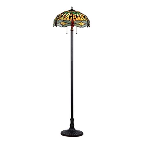 Chloe Lighting CH33471BD18-FL2 Tiffany Empress, Tiffany-style Dragonfly 2 Light Floor Lamp 18-Inch Shade, Multi-colored