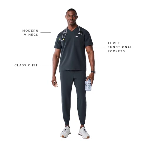 Image of FIGS Leon Scrub Top for Men | 3 Pockets, Tailored Fit, Modern V-Neck, 4-Way Stretch, Moisture-Wicking