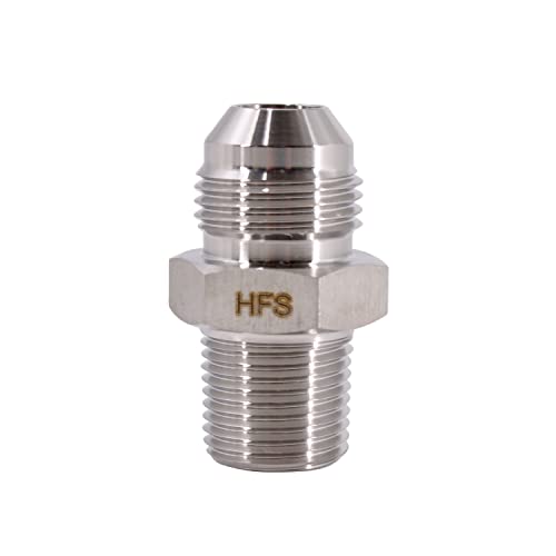 Image of HFS(R) 3 /8 inch NPT Male to 1 /2 inch JIC Male Adapter Flared Tube Fitting Pipe Connector Stainless Steel 304