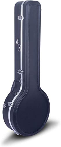 Image of Crossrock ABS Molded Banjo Case for 5-String Resonator & Tenor | Backpack Style, Locking Latch, Plush Interior - Lightweight Hardshell Protection -Black (CRA861BJBK)