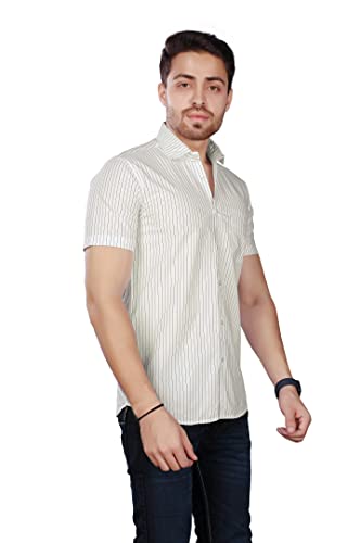 Image of BRUCEWANE Men's 100% Cotton Half Sleeve Shirt