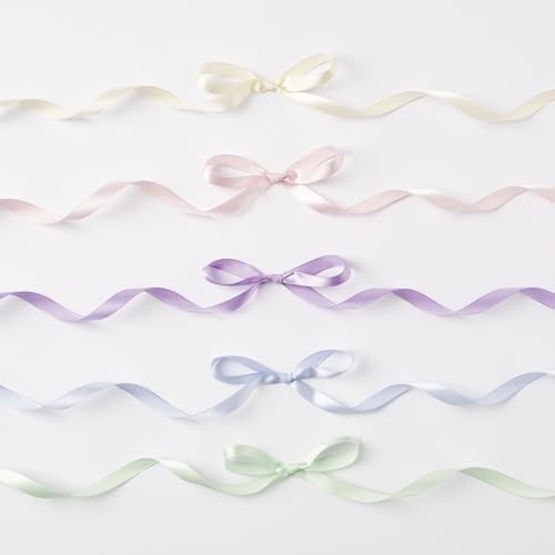 folia 12133 - Satinbänder PASTEL, 5 x 4 m, Satinband Mix in Pastellfarben, als dekoratives Schleifenband oder als Geschenkband