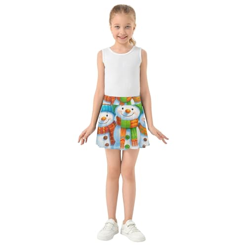 Toddlers Tennis Skirts Cute Snowmen Blue Girls' Shorts Athletic Skorts Preppy Teen Cheer 4t3