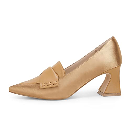 Image of Women's Chunky Block Low Heels Pumps Stitching Retro Work Office Dress Shoes