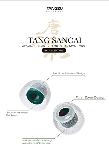 Image of Linsoul TANGZU Tang Sancai in Ear Monitor Ear Plugs, 3 Pairs, Matte Texture Straight Tooth Grooves Eartips for IEMs, in-Ear Earphone, Audiophile Musician (L)