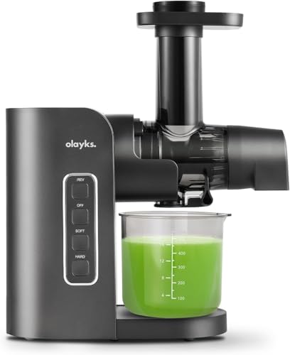 olayks. Cold Press Juicer,Slow Masticating Juicer with Soft & Hard Modes,Juicer Machines Vegetable and Fruit with Reverse Function,Celery Juicer,BPA-Free,Easy to Clean