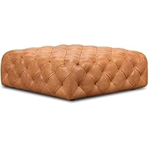 POLY & BARK Turin Ottoman in Full-Grain Pure-Aniline Dyed Italian Tanned Leather in Cognac Tan