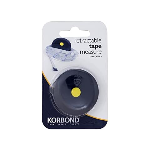 Korbond Retractable Tape 160cm/60inches – Soft Non-Stretch-Large Print-Dressmaking, Crafting, Body Measurements, Tailoring, DIY, Handbag, Blue, Set of 1 Cover