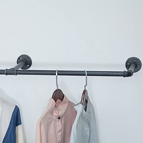 Civana Industrial Garment Rack, 3-Tiers Pipeline Clothing Rack, Rustic Cloth Hanging Bar, Retail Display Hanger With Storage Shelves, Boutique Multi-Purpose Shelf (Black, 110'' L) #TOP6