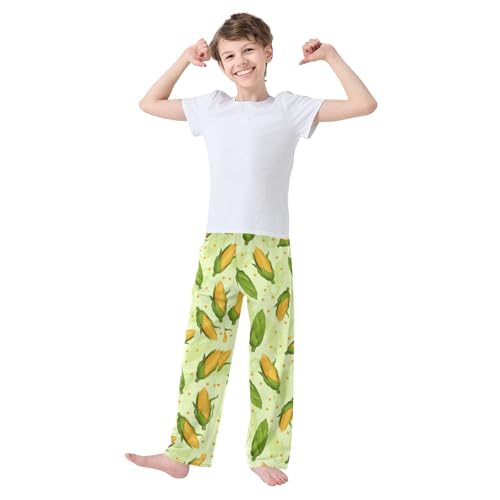ZZXXB Corns Boys Long Pants Soft Trousers Elastic Waist Kids Lounge Bottoms with Pockets S-XL2