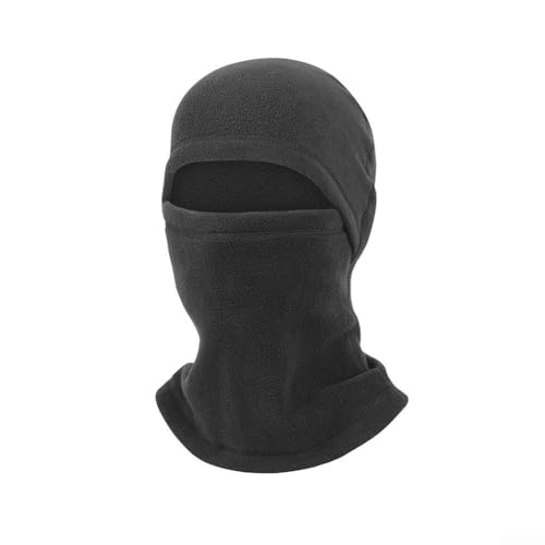 Pasamontañas de forro polar para esquí y ciclismo, máscara de cara completa cálida resistente al viento con forro de felpa suave para deportes de invierno, negro (negro)