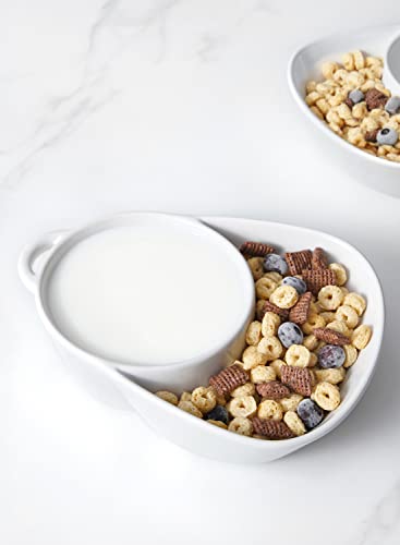 Le Tauci Chip And Dip Bowls, Anti-Soggy Cereal Bowl, Soup And Side/Cracker Bowls Sets For Breakfast, Soup And Sandwich, Bread Dipping Bowls, Set Of 2, White #TOP1