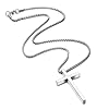 TINGN Cross Necklace for Men Silver Stainless Steel Plain Cross Pendant Necklace for Men Simple Jewelry Box Chain 16-24 Inch #4
