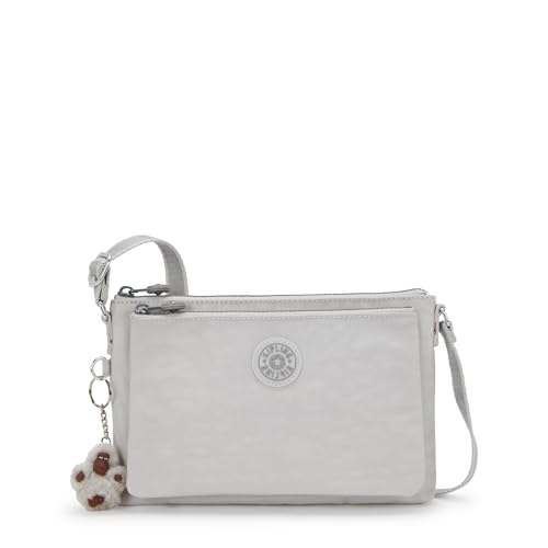 Kipling Bolsa feminina Mikaela, superleve, alça ajustável, bolsa transversal estampada em nylon, ondas luxuosas, 21 C x 15 A 4 P, Neblina fria, 9.25''L x 6''H x 1.5''D, Mikaela