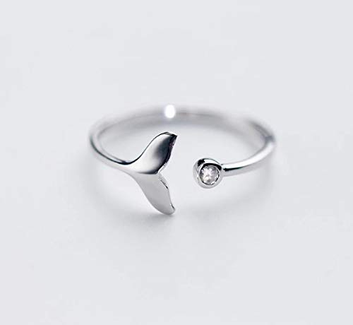 925 silber Ring Flosse mit Zirkonia Stein verstellbar Meerjungfrau echt silber Schmuckphantasien Wal Fisch Meer